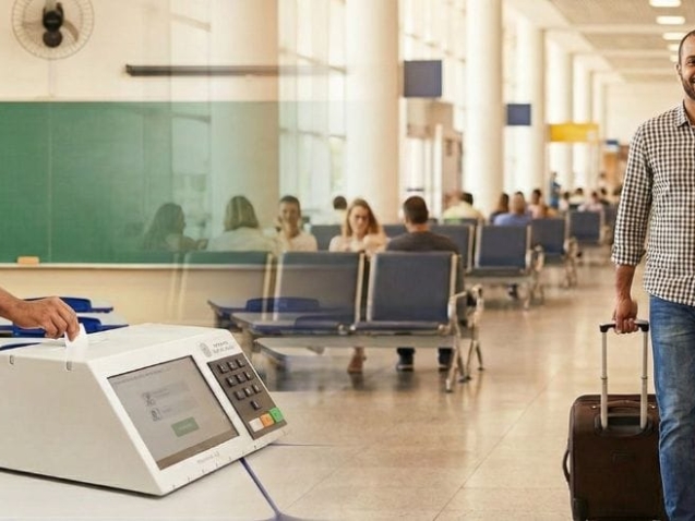 brasileiro votando no Brasil e a relação com sua viagem ao exterior